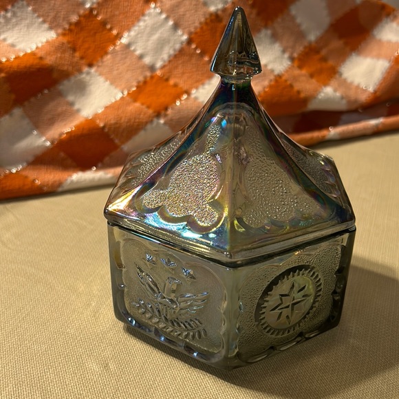 Fenton Other - Fenton Carnival Glass Green Antique Candy Dish